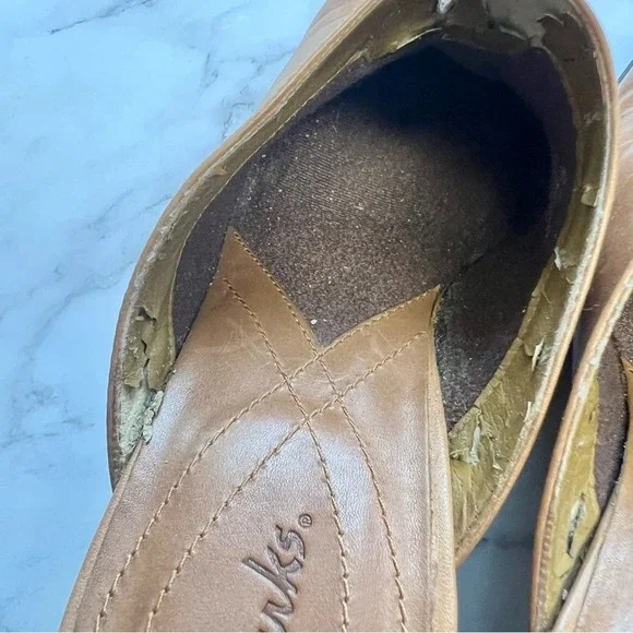 Clarks Chunky Platform Leather Slip On Casual Mule Brown Block Heel Women Size 8 - Picture 10 of 14